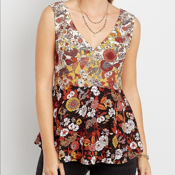 Maurices Tops - Maurices, color-block floral swing tank NWT